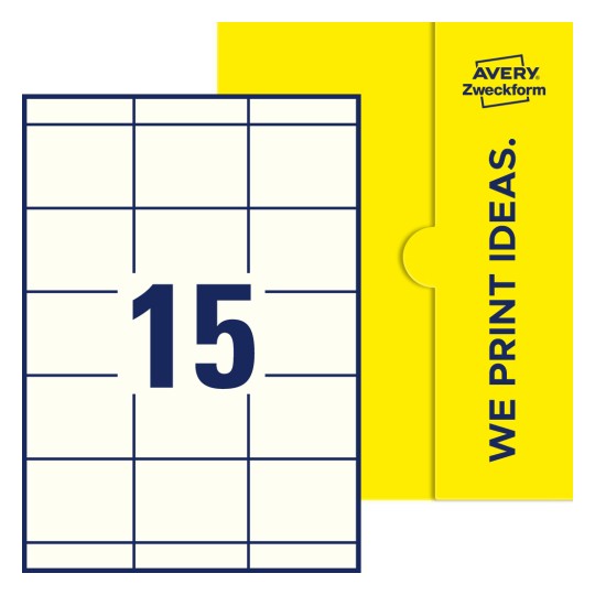 15 st. etiketter per ark. - Fyrkantiga etiketter, 70 x 50,8 mm