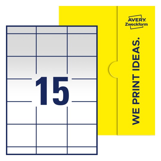 15 st. etiketter per ark. - Fyrkantiga etiketter, 70 x 50,8 mm