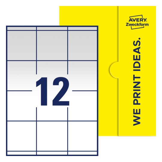 12 st. etiketter per ark. - Fyrkantiga etiketter, 70 x 67,7 mm