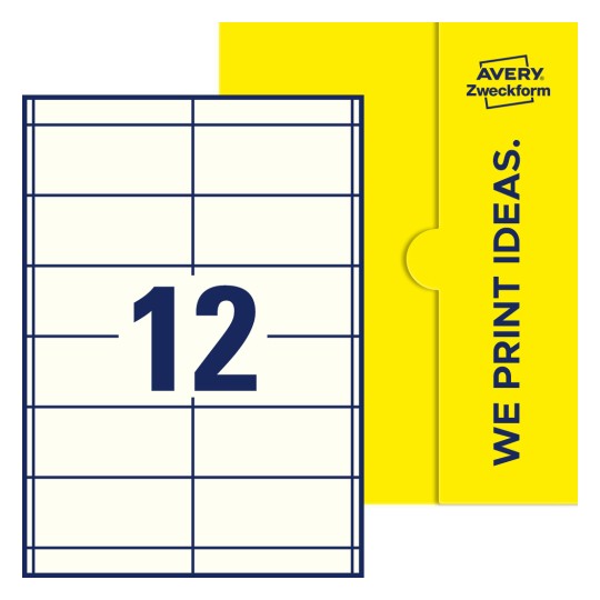 12 st. etiketter per ark. - Fyrkantiga etiketter, 97 x 42,3 mm