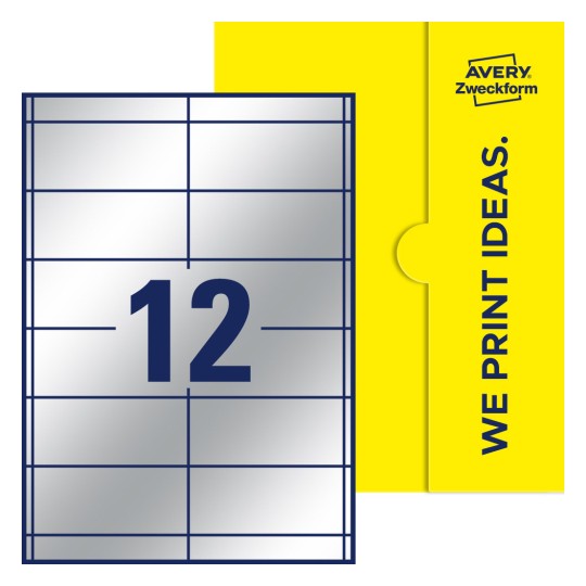 12 st. etiketter per ark. - Fyrkantiga etiketter, 97 x 42,3 mm