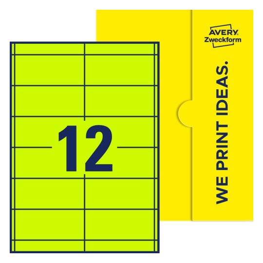 12 st. etiketter per ark. - Fyrkantiga etiketter, 97 x 42,3 mm