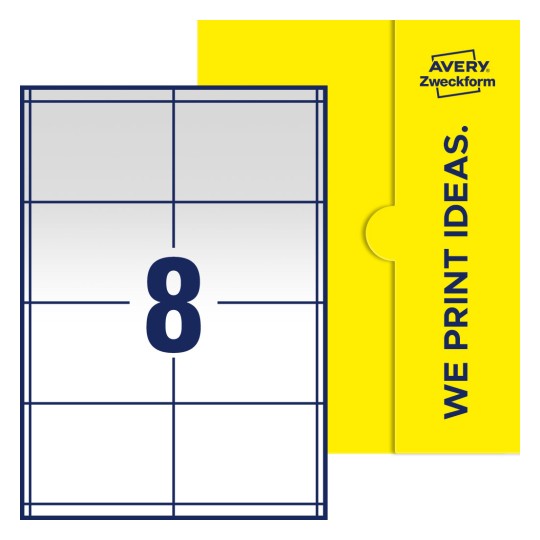 8 st. etiketter per ark. - Fyrkantiga etiketter, 97 x 67,7 mm