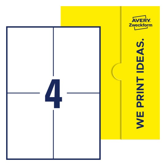 4 st. etiketter per ark. - Fyrkantiga etiketter, 105 x 148 mm