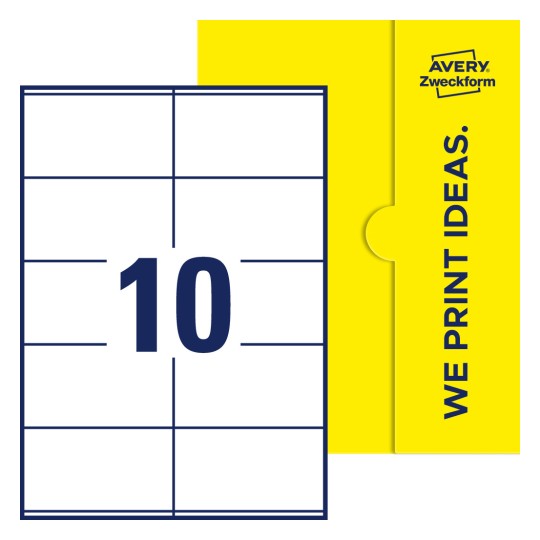 10 st. etiketter per ark. - Fyrkantiga etiketter, 105 x 57 mm