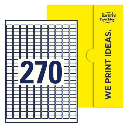270 st. etiketter per ark. - Fyrkantiga etiketter, 17,8 x 10 mm