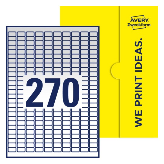 270 st. etiketter per ark. - Fyrkantiga etiketter, 17,8 x 10 mm