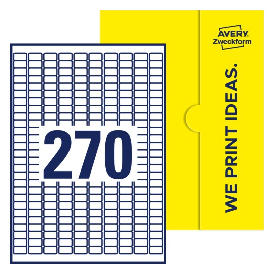 270 st. etiketter per ark. - Fyrkantiga etiketter, 17,8 x 10 mm