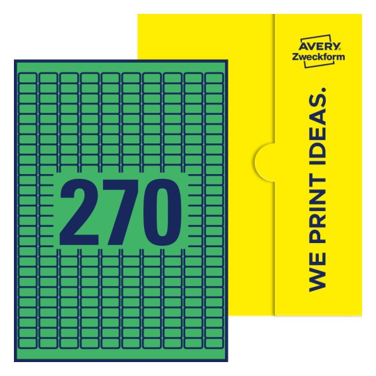 270 st. etiketter per ark. - Fyrkantiga etiketter, 17,8 x 10 mm