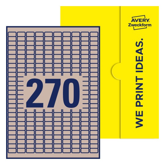 270 st. etiketter per ark. - Fyrkantiga etiketter, 17,8 x 10 mm