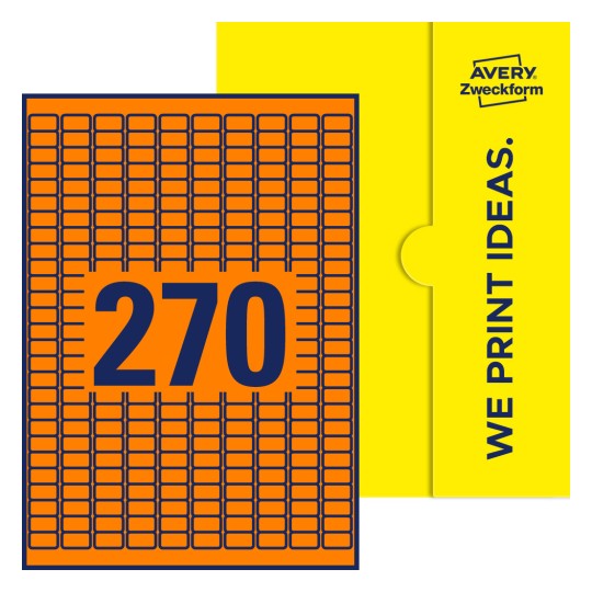 270 st. etiketter per ark. - Fyrkantiga etiketter, 17,8 x 10 mm