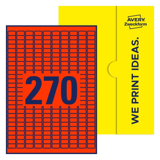 270 st. etiketter per ark. - Fyrkantiga etiketter, 17,8 x 10 mm