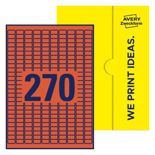 270 st. etiketter per ark. - Fyrkantiga etiketter, 17,8 x 10 mm