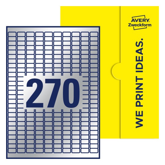 270 st. etiketter per ark. - Fyrkantiga etiketter, 17,8 x 10 mm