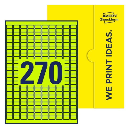270 st. etiketter per ark. - Fyrkantiga etiketter, 17,8 x 10 mm