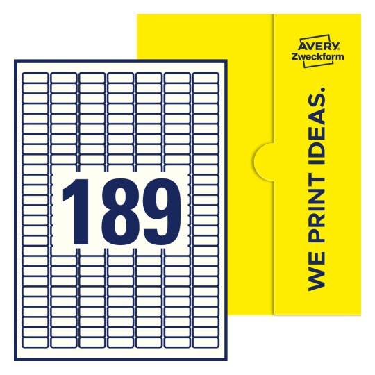 189 st. etiketter per ark. - Fyrkantiga etiketter, 25,4 x 10 mm