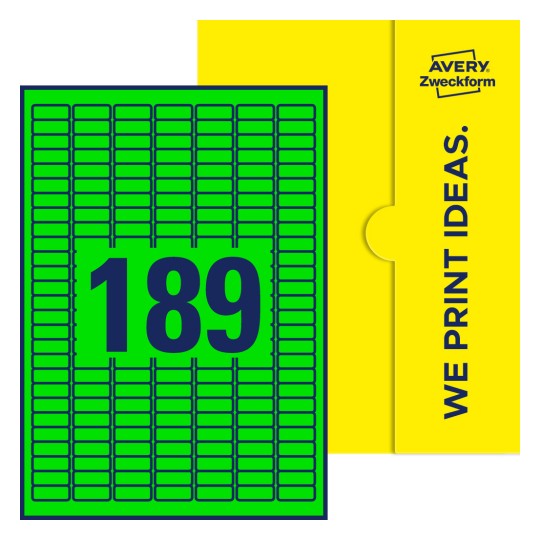 189 st. etiketter per ark. - Fyrkantiga etiketter, 25,4 x 10 mm