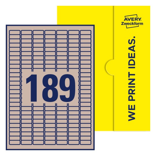 189 st. etiketter per ark. - Fyrkantiga etiketter, 25,4 x 10 mm