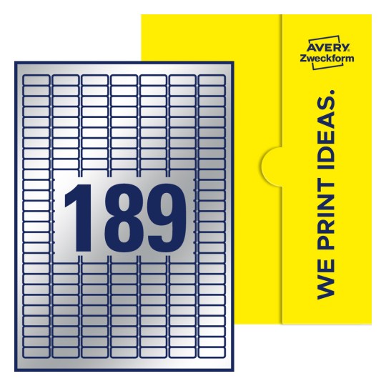 189 st. etiketter per ark. - Fyrkantiga etiketter, 25,4 x 10 mm
