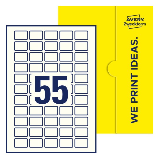 55 st. etiketter per ark. - Fyrkantiga etiketter, 30 x 20 mm