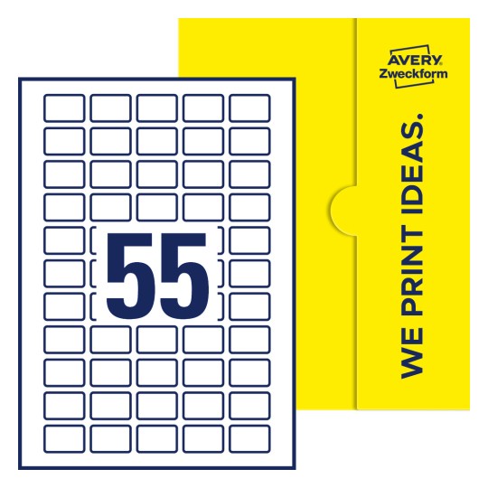 55 st. etiketter per ark. - Fyrkantiga etiketter, 30 x 20 mm