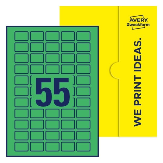 55 st. etiketter per ark. - Fyrkantiga etiketter, 30 x 20 mm