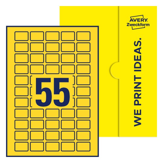 55 st. etiketter per ark. - Fyrkantiga etiketter, 30 x 20 mm