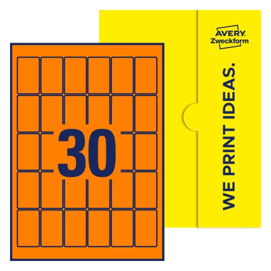 30 st. etiketter per ark. - Fyrkantiga etiketter, 30 x 50 mm