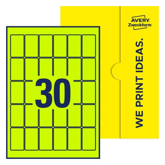 30 st. etiketter per ark. - Fyrkantiga etiketter, 30 x 50 mm