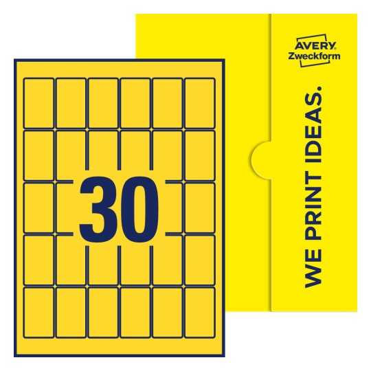 30 st. etiketter per ark. - Fyrkantiga etiketter, 30 x 50 mm