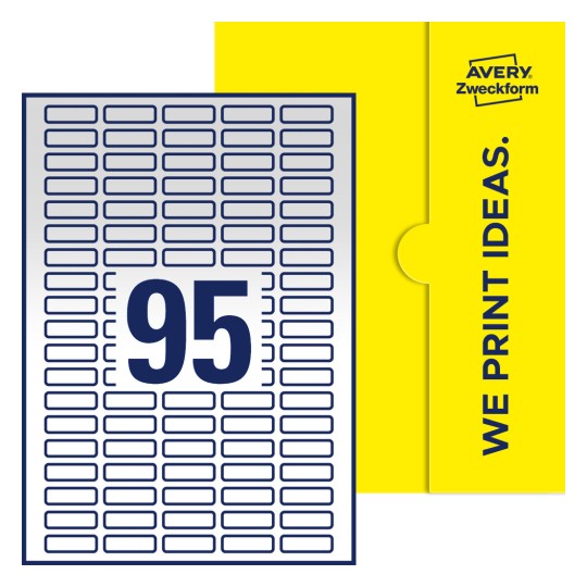 95 st. etiketter per ark. - Fyrkantiga etiketter, 32 x 10 mm