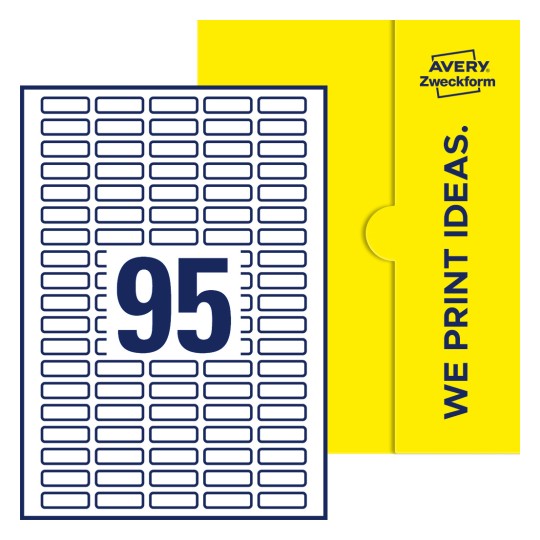 95 st. etiketter per ark. - Fyrkantiga etiketter, 32 x 10 mm