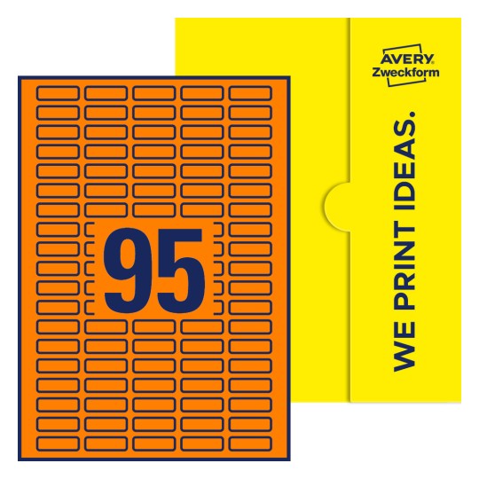 95 st. etiketter per ark. - Fyrkantiga etiketter, 32 x 10 mm