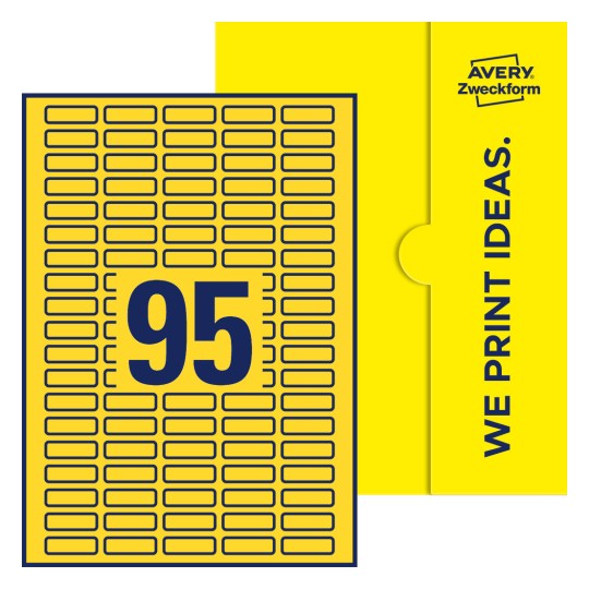 95 st. etiketter per ark. - Fyrkantiga etiketter, 32 x 10 mm