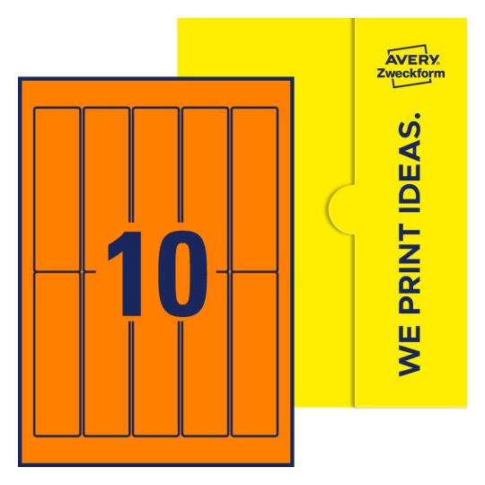 10 st. etiketter per ark. - Fyrkantiga etiketter, 35 x 125 mm
