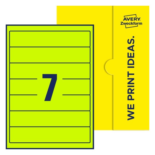 7 st. etiketter per ark. - Fyrkantiga etiketter, 38 x 192 mm