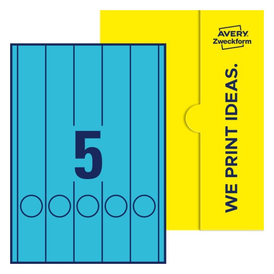 5 st. etiketter per ark. - Fyrkantiga etiketter, 38 x 297 mm