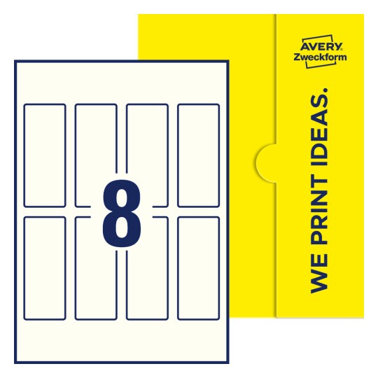 8 st. etiketter per ark. - Fyrkantiga etiketter, 40 x 100 mm