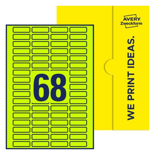 68 st. etiketter per ark. - Fyrkantiga etiketter, 40 x 12 mm