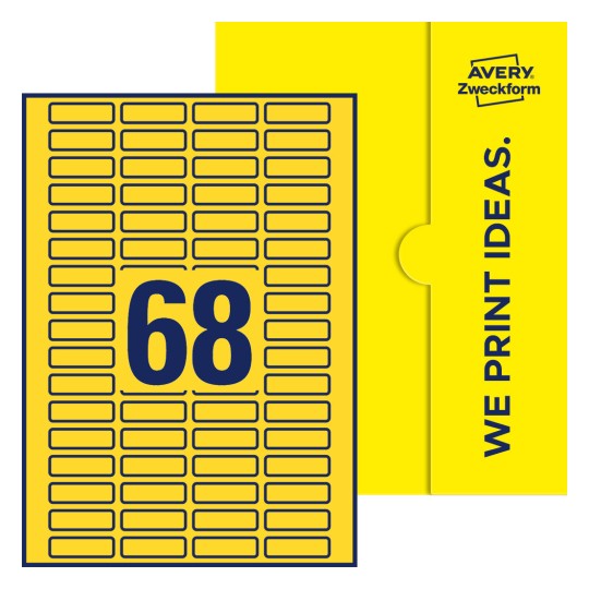 68 st. etiketter per ark. - Fyrkantiga etiketter, 40 x 12 mm