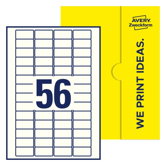 56 st. etiketter per ark. - Fyrkantiga etiketter, 40 x 20 mm