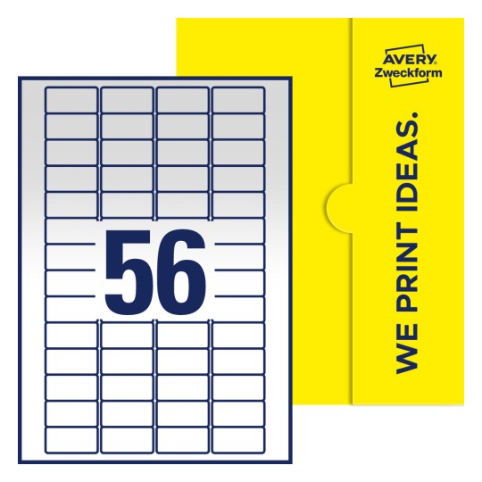56 st. etiketter per ark. - Fyrkantiga etiketter, 40 x 20 mm