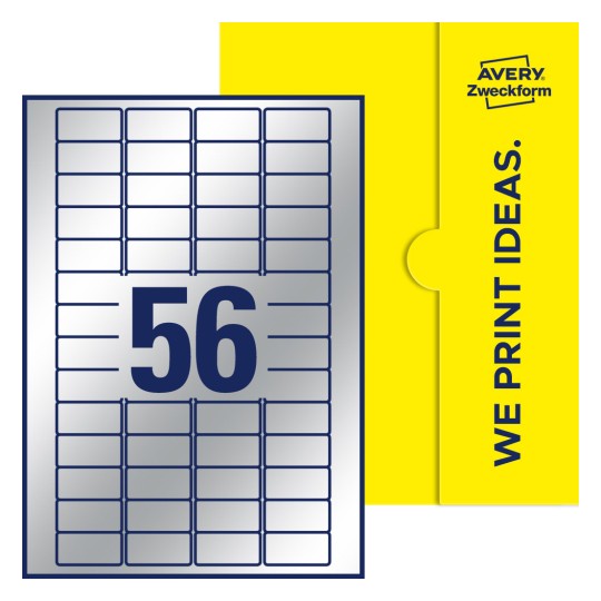 56 st. etiketter per ark. - Fyrkantiga etiketter, 40 x 20 mm
