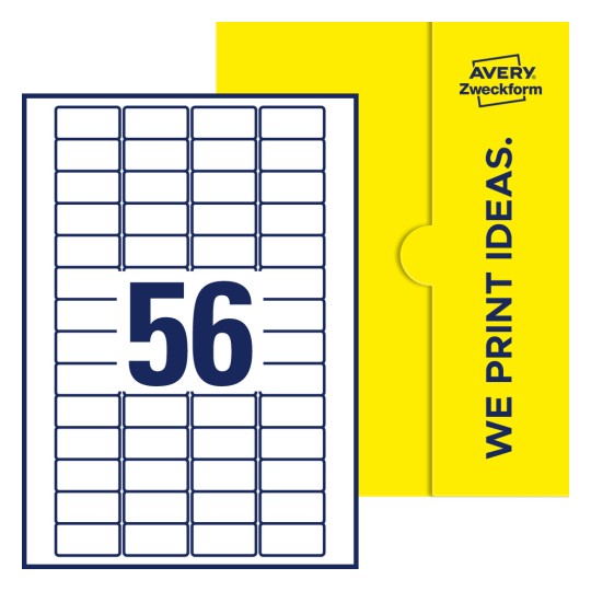 56 st. etiketter per ark. - Fyrkantiga etiketter, 40 x 20 mm
