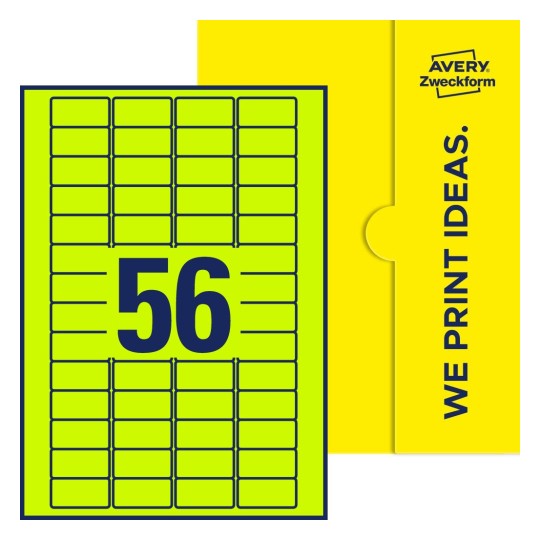 56 st. etiketter per ark. - Fyrkantiga etiketter, 40 x 20 mm