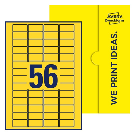56 st. etiketter per ark. - Fyrkantiga etiketter, 40 x 20 mm