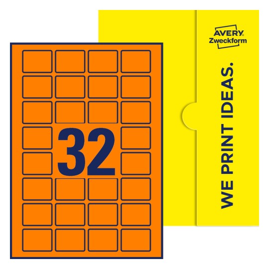 32 st. etiketter per ark. - Fyrkantiga etiketter, 40 x 30 mm