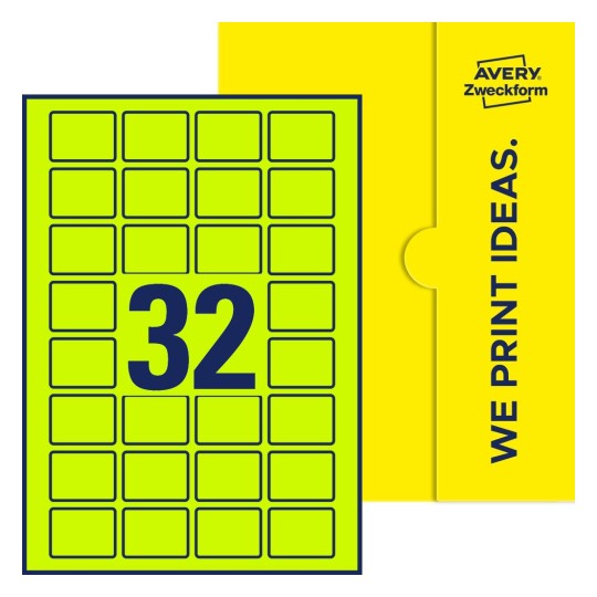 32 st. etiketter per ark. - Fyrkantiga etiketter, 40 x 30 mm
