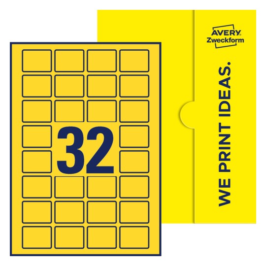 32 st. etiketter per ark. - Fyrkantiga etiketter, 40 x 30 mm