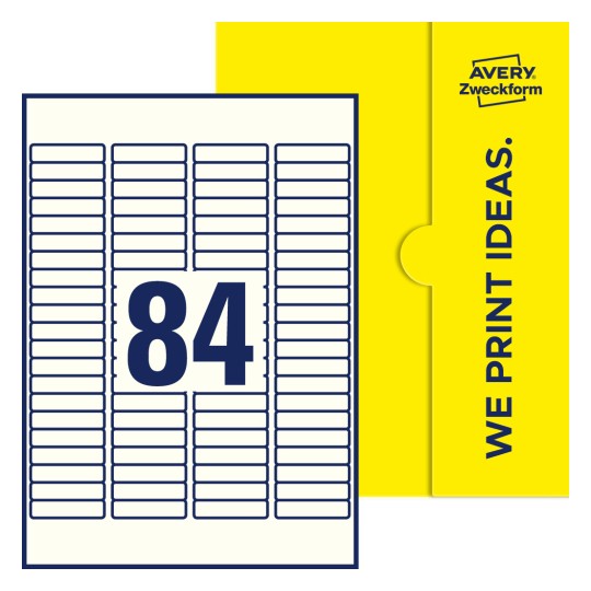 84 st. etiketter per ark. - Fyrkantiga etiketter, 46 x 11,1 mm